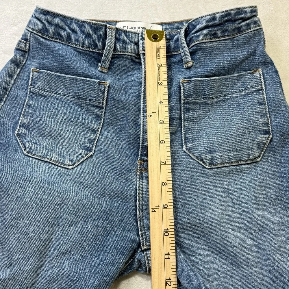 Just Black Denim Wide Leg Jeans Medium Wash Made in USA Size 25